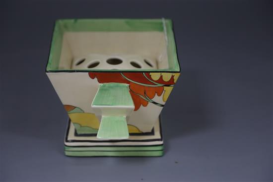 A Clarice Cliff Honolulu shape 515 flower vase, c.1933, W. 22cm